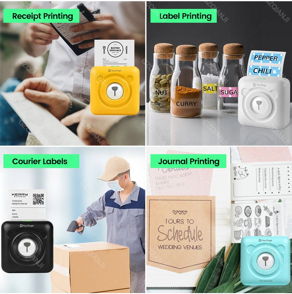 7 Colors Peripage A6 304DPI Mini Photo Printer Notes Sticker Label Printing Machine Bluetooth Portable Wireless Printer Marker