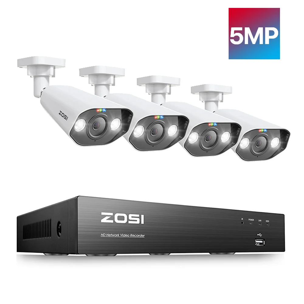 ZOSI 8MP 8CH PoE NVR Security Camera System with Siren and Audio