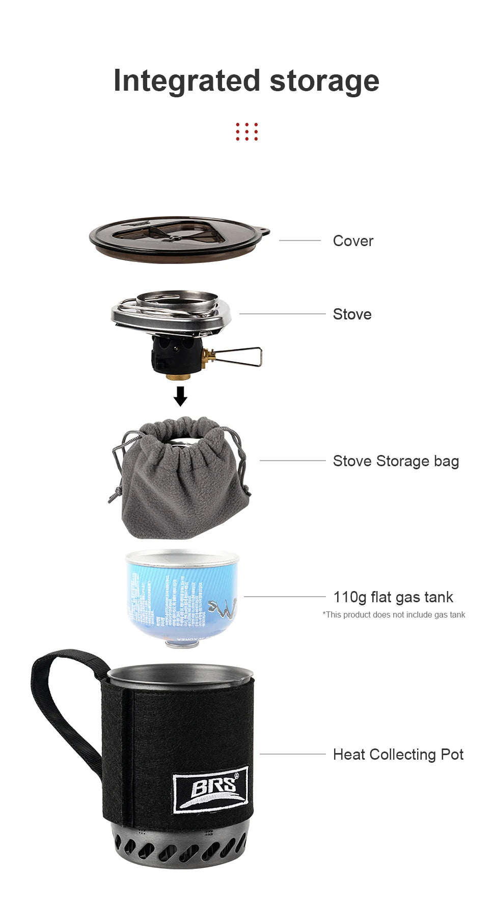 BRS-61 Camping Stove Kit with 1500W Heat Collecting Pot