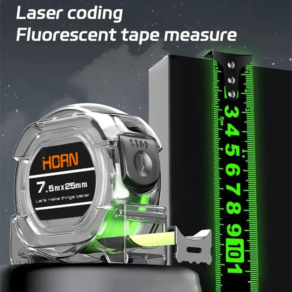 Self-Locking Fluorescent Tape Measure - Length Options