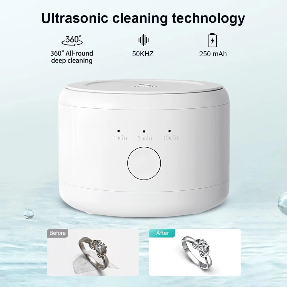 Ultrasonic Cleaner for Jewelry, Glasses & Dentures USB Rechargeable