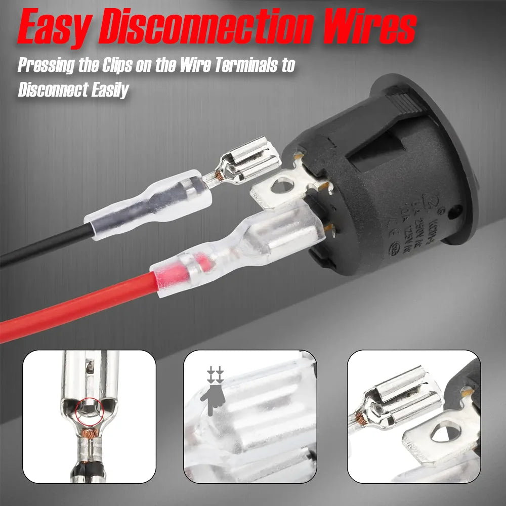 1-10Pcs 20mm Round Practical Joystick Switch SPST 2 Pin Snap-in ON-Off Toggle Switch Universal 12V for Car RV Boat