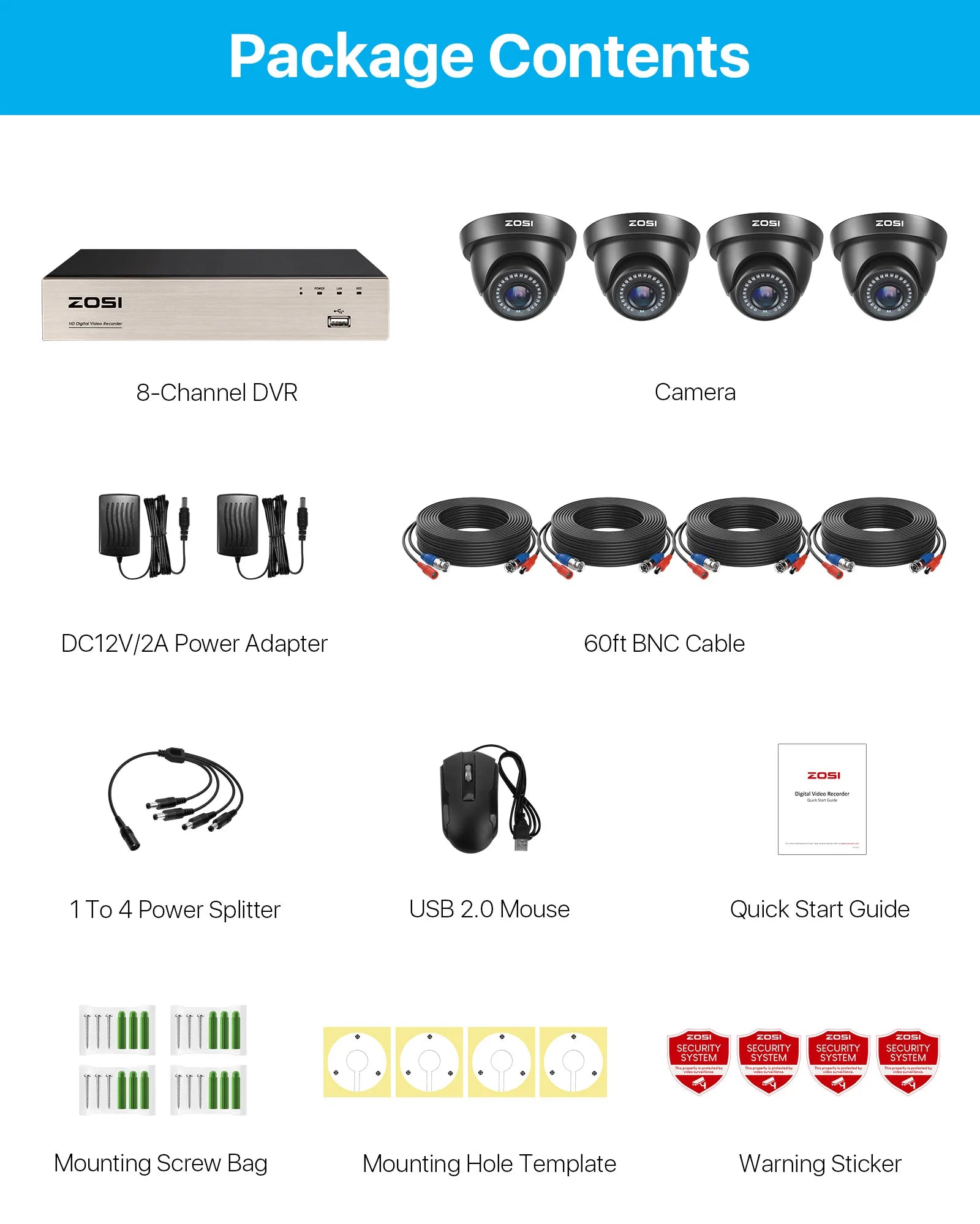 1080P Wired Security Camera System with 4 Cameras & 8CH DVR