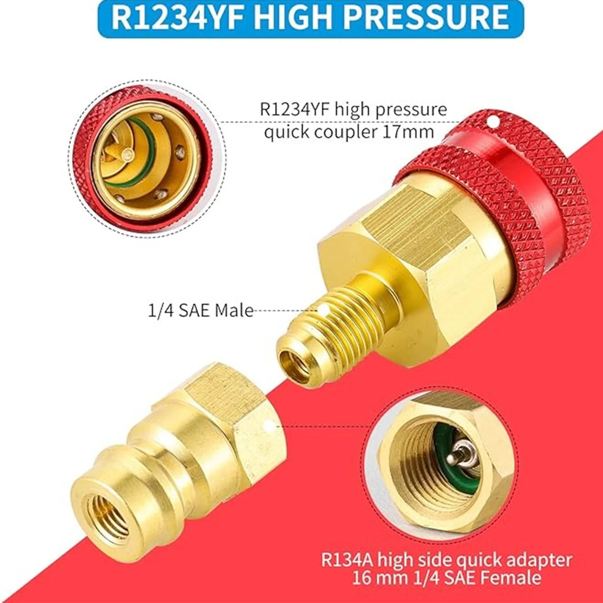 Conectores rápidos de aire 2 piezas R1234YF/R12 a R134A Conectores Adaptadores de aire acondicionado de coche Fitting herramientas de coche