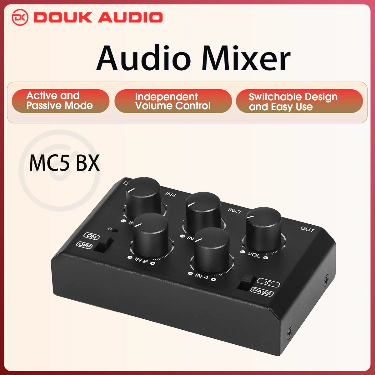 MC5-BX Czteroinputowy stereofoniczny mikser linii