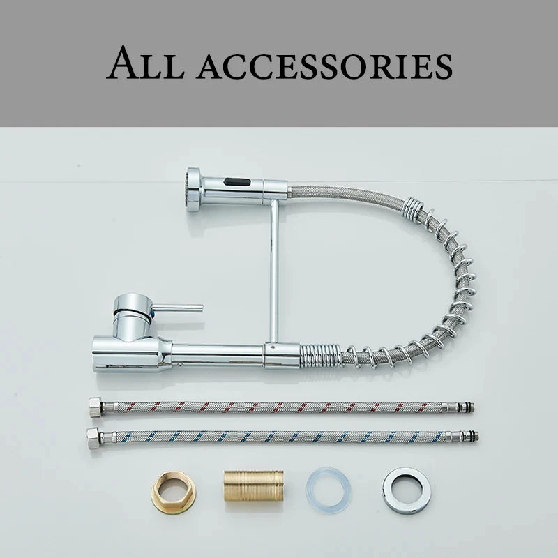 Rubinetto da cucina a molla con erogazione a discesa e acqua calda e fredda