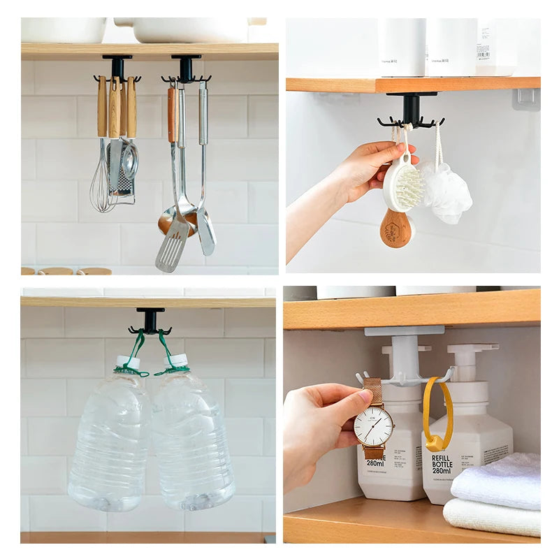Rotating Wall-Mount Kitchen Utensil Hooks