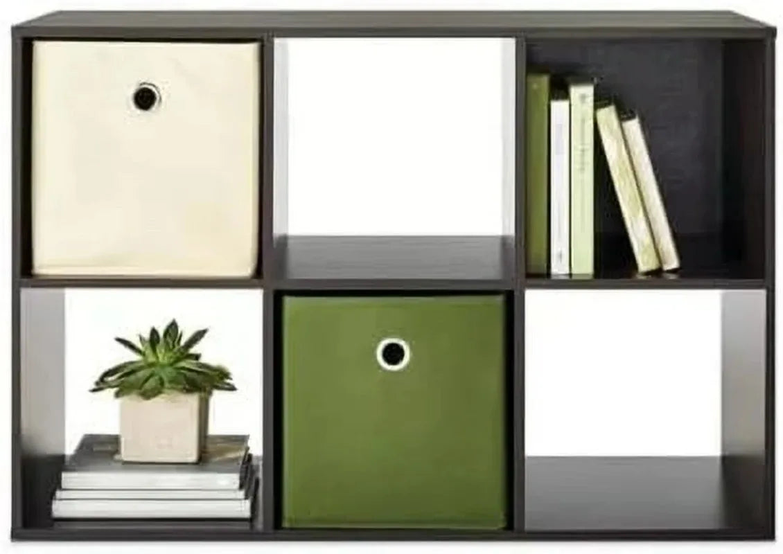 6 Cube Organizer Shelf 11" Storage Bookcase – White Wood Unit