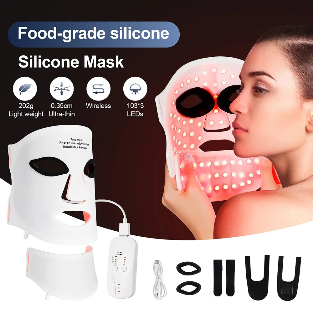 7 Color LED Silicone Face & Neck Mask for Skin Rejuvenation