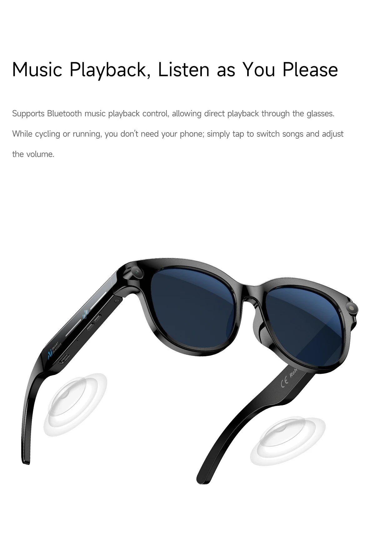AI Smart Glasses Camera Video Recording AI Photo Recognition Bluetooth Call Smartglasses Translation Voice Sunglasses Men Women