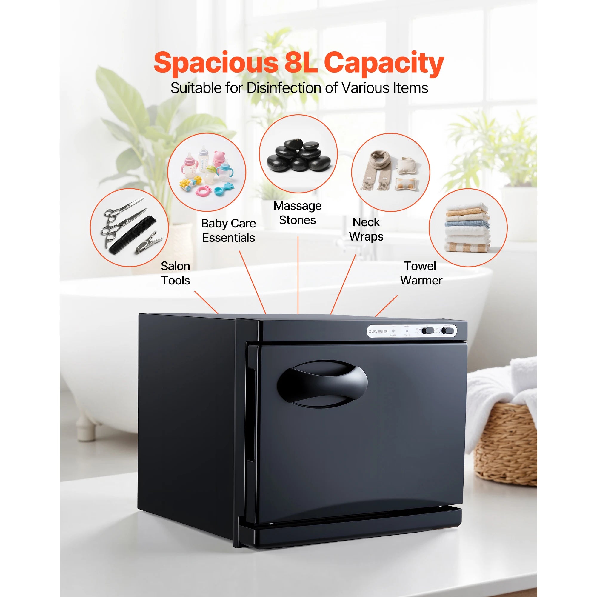 Armoire Chauffe-serviettes Chaudes 1,76 gal avec Chauffage à la Vapeur et Désinfection