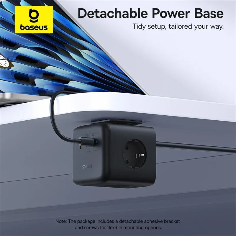 67W GaN Fast Charging Power Strip with 6 Ports and 3 AC Outlets