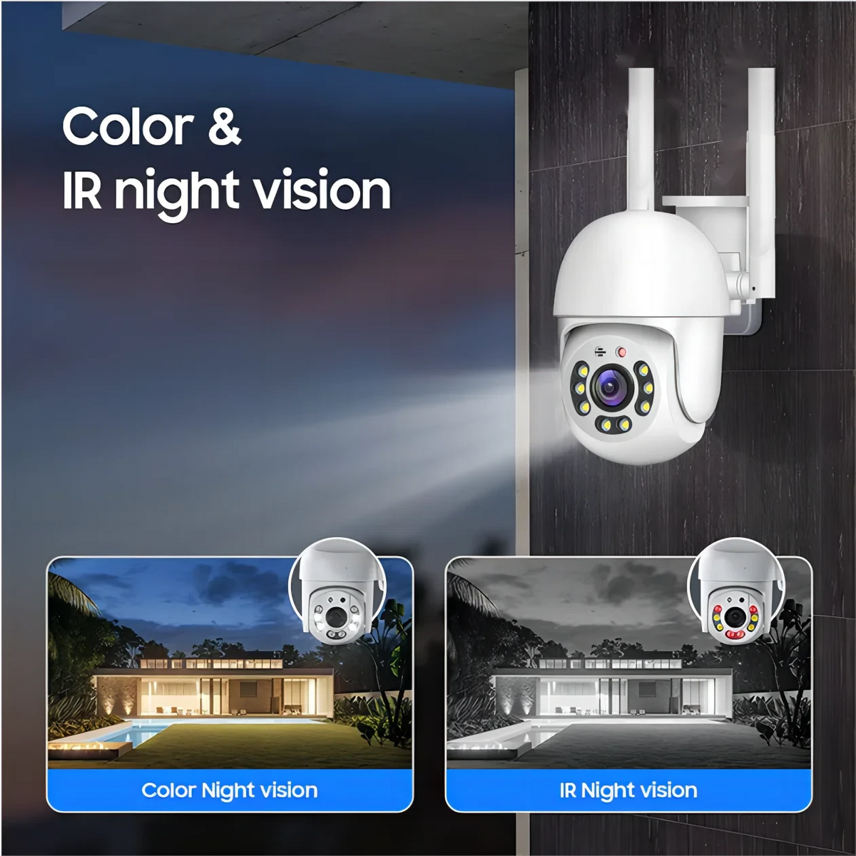 4MP PTZ WiFi Security Camera Outdoor IP66 Waterproof Dual-Band