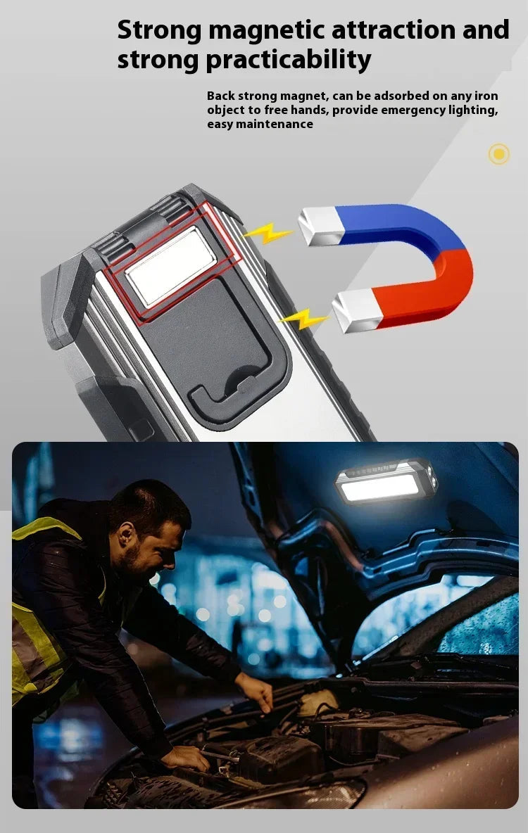 Waterproof with Magnet Flashlight Portable COB Work Light LED 4000mAh Flashlights Multimode 18650 Camping Torch Light