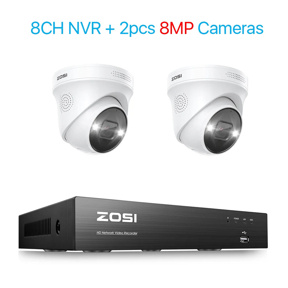 ZOSI 8CH 4K PoE Security Camera System with AI Detection