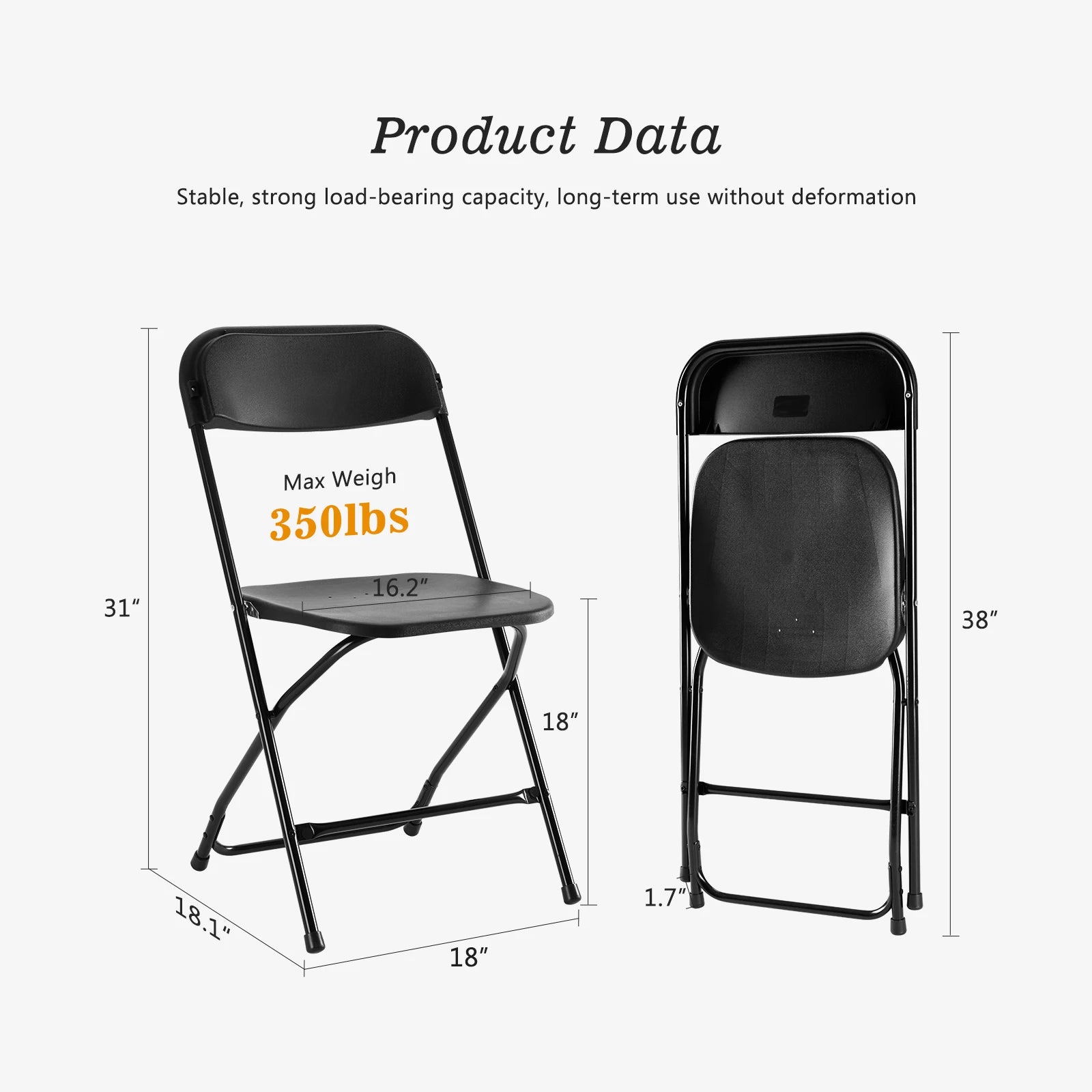 Folding Padded Chairs with Metal Frame – 330LB Capacity Set