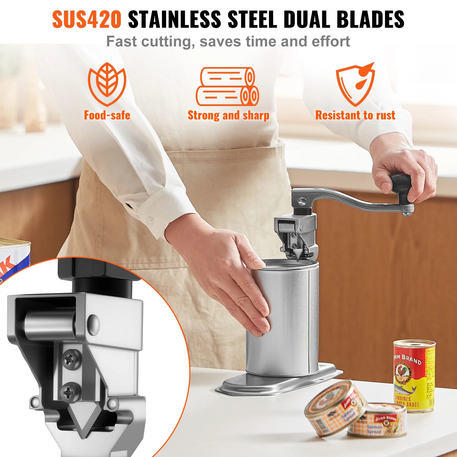 Commercial Manual Can Opener with Table Clamp & Adjustable Height
