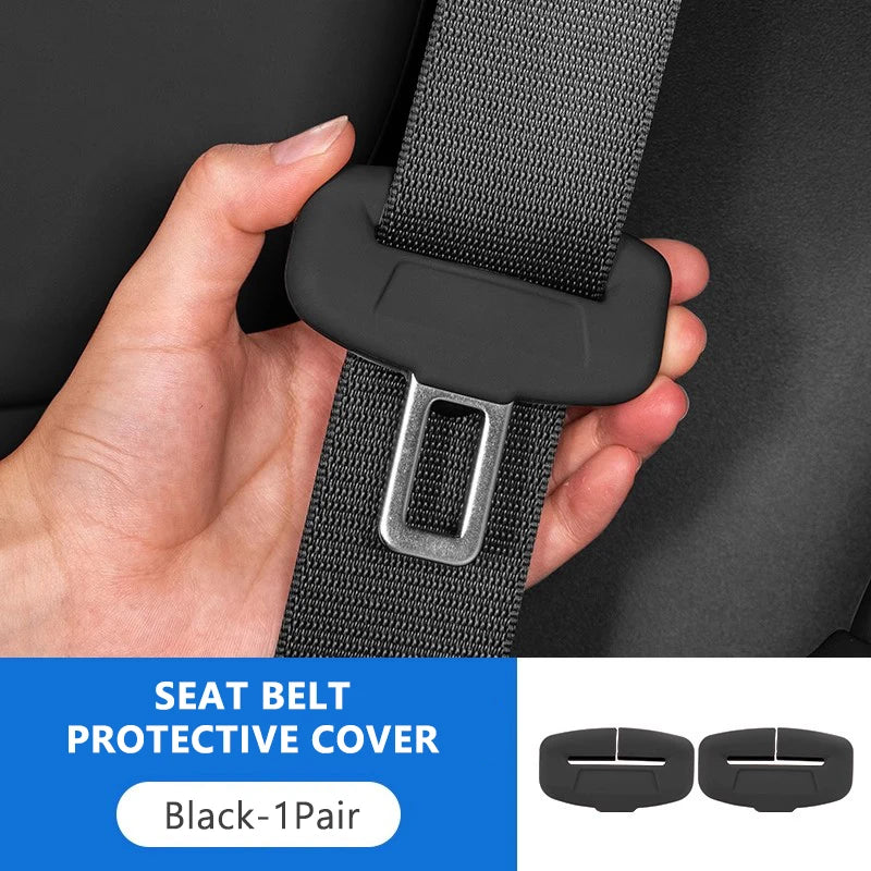 SEAMETAL 2Pcs Seat Belt Buckle Protector Full-Wrapped Rubber Seat Belt Protection Cover Buckle Cover Universal for Sedan Suv