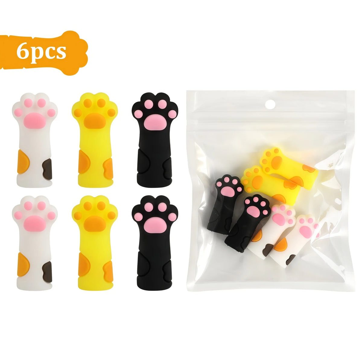 Capuchones de punto para agujas de tejer con forma de pata de gato de silicona