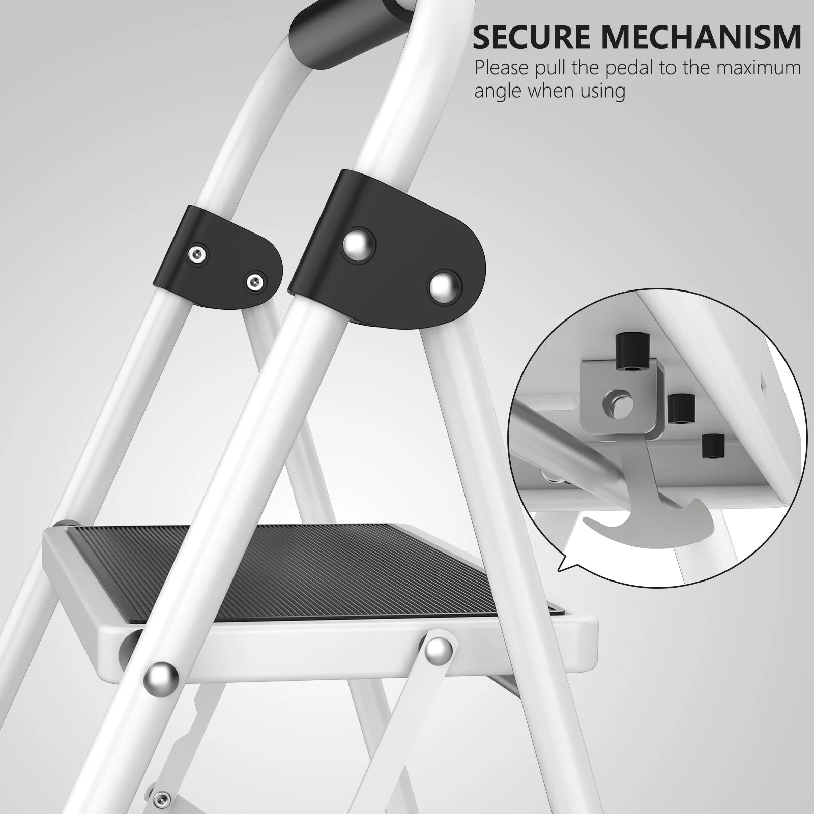 3 Step Folding Ladder with Anti-Slip Pedals 330lb Capacity Steel