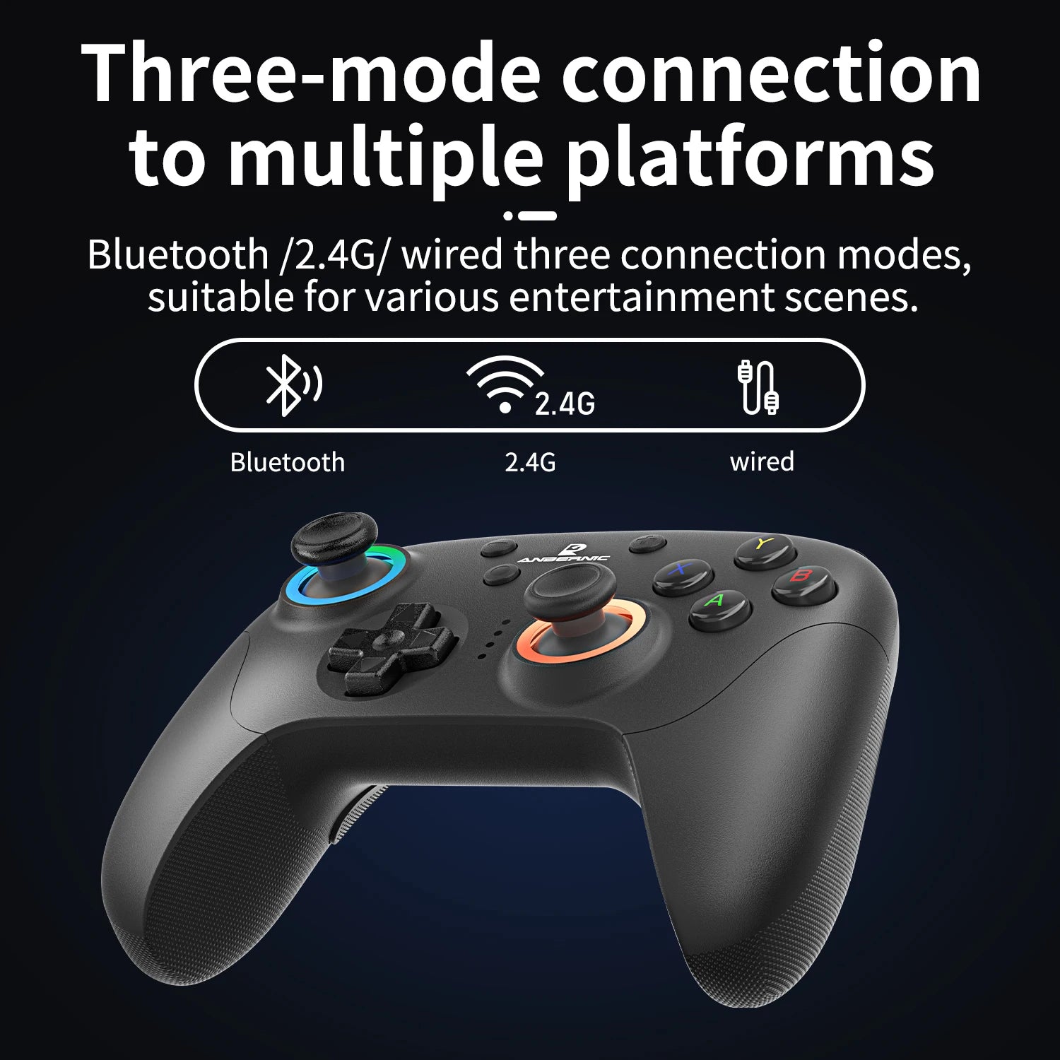 Wireless Gaming Controller with Hall Effect Triggers and Joysticks