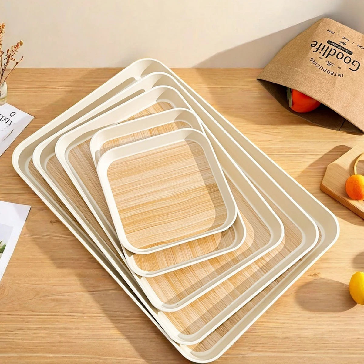 Rectangular Reusable Serving and Storage Tray for Food