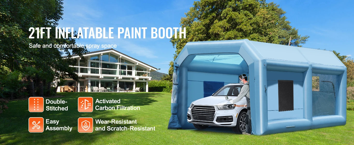SucceBuy Opblaasbare Spuitcabine met Inflatable Spray Booth met Krachtige Blowers en Luchtfiltersysteem - Draagbare Autospuitcabine