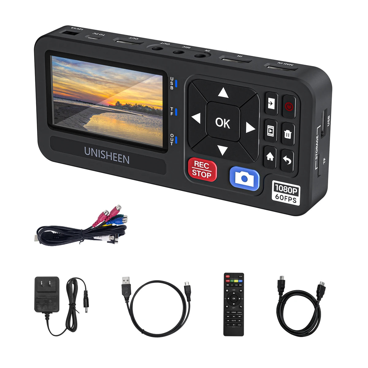 UNISHEEN UR230A Analog CVBS RCA SVideo Camera USB Tape VHS Capture Box MP3 Video Recorder VCR to Digital Converter