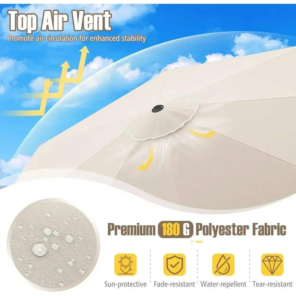 10-Foot 2-Tier Scalloped Patio Umbrella with Crank and 8 Ribs