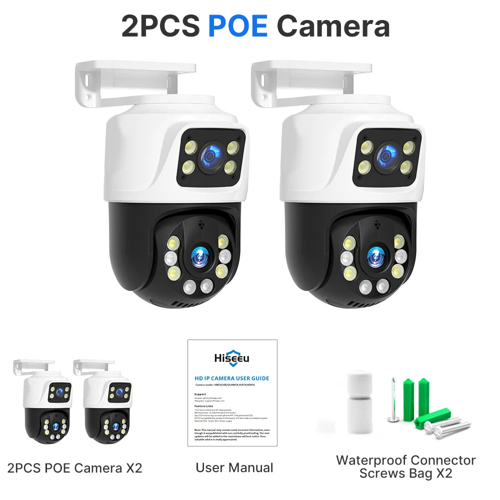 Dual Lens 3MP+3MP POE IP PTZ Security Camera