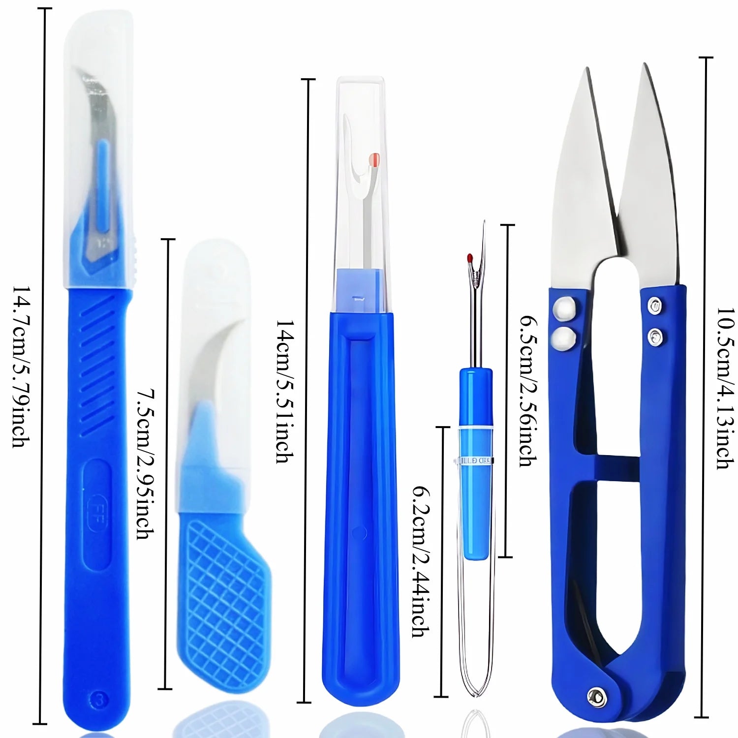 5 pieces of blue sewing tear machine kit, including thread tear machine, suture tear machine, and scissors for removing stitches