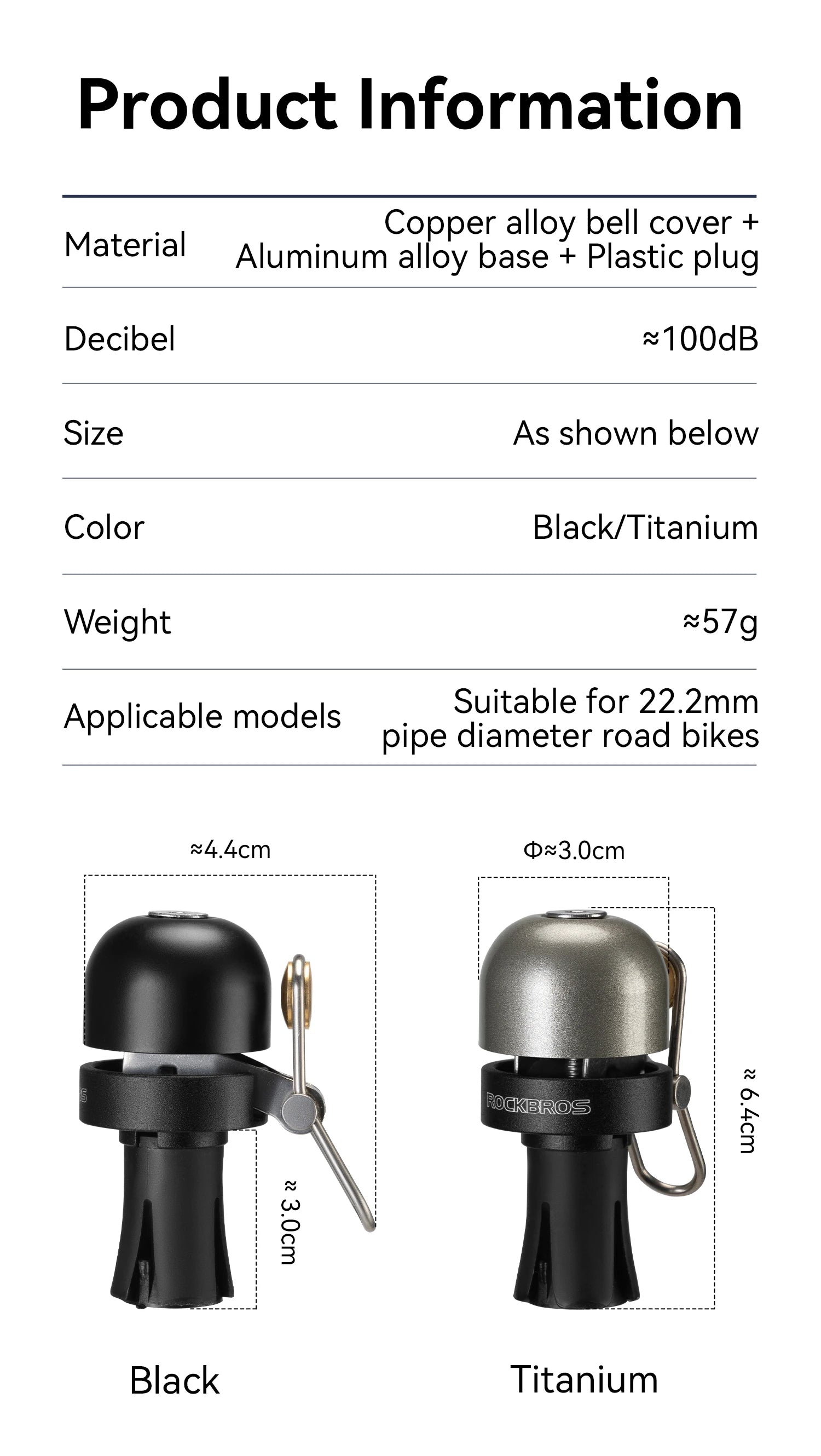 Bicycle Bell 100dB Loud Ring for 22.2mm Handlebars