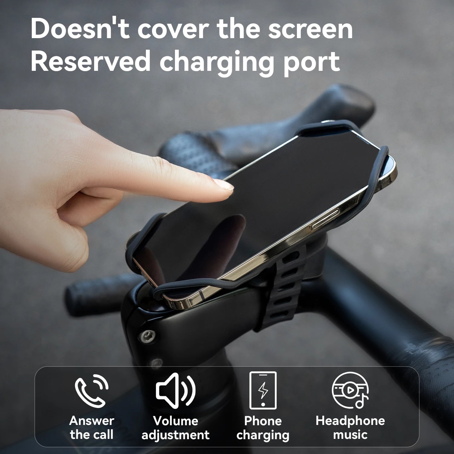 Bicycle Phone Mount Silicone Quick Release Handlebar Holder