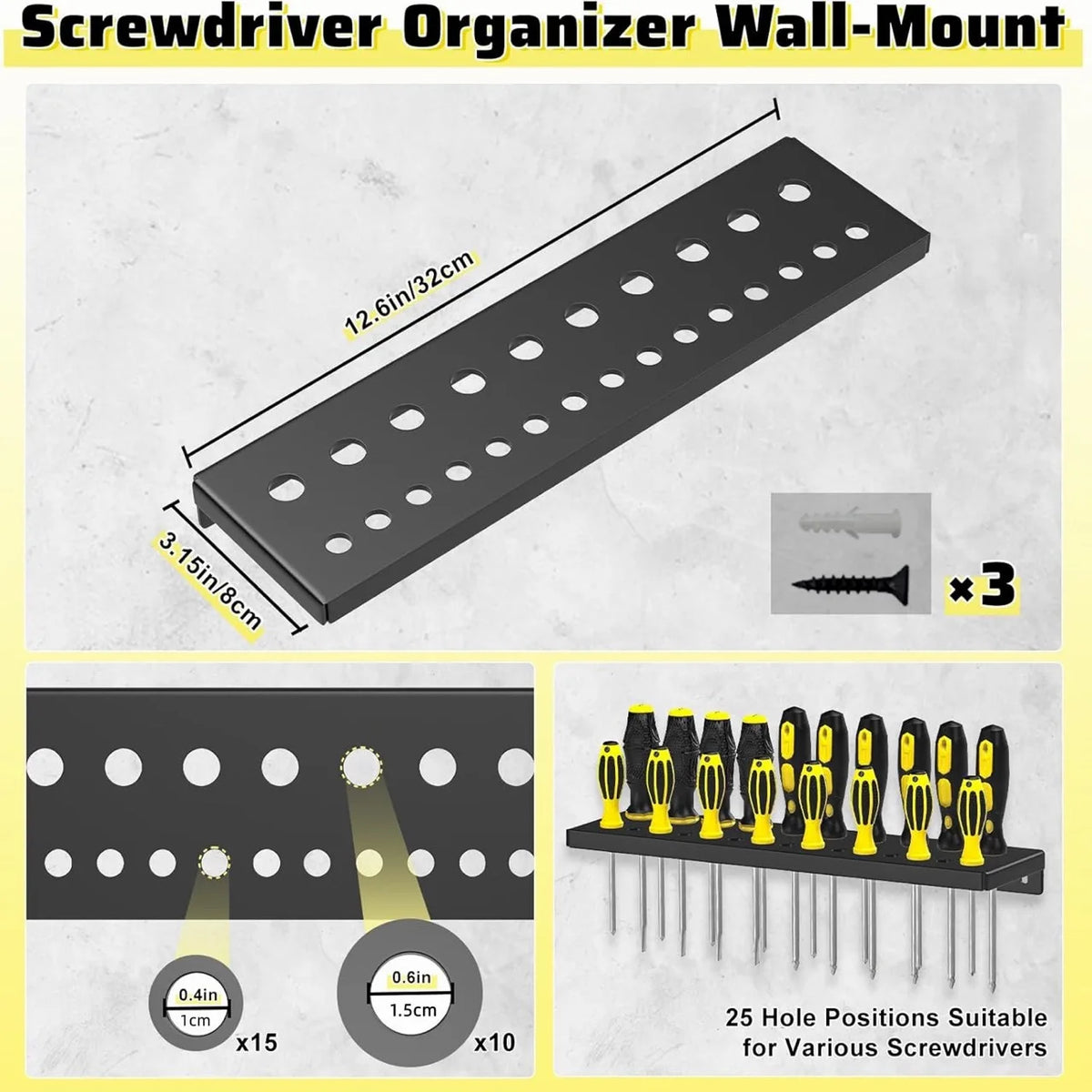 Wall-Mounted Screwdriver Storage Rack