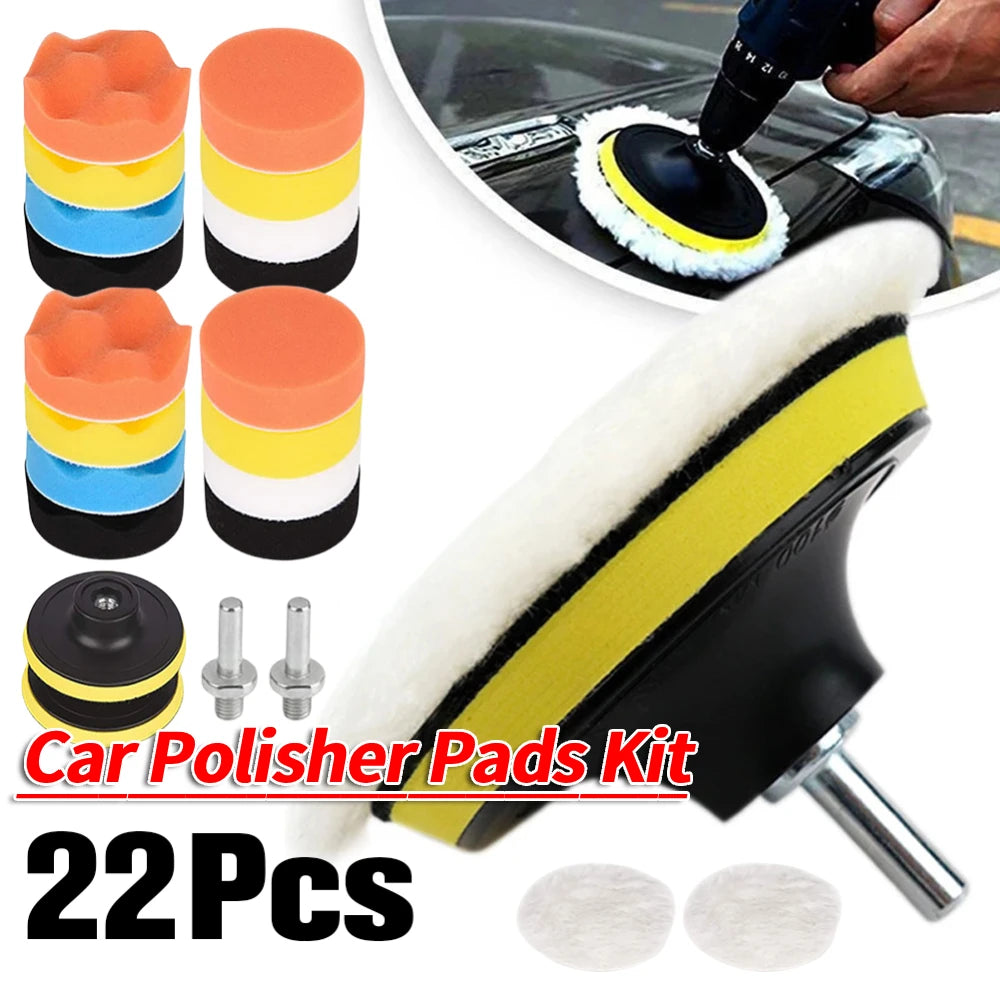 22-Piece 3 Inch Car Polishing Sponge Pads Kit