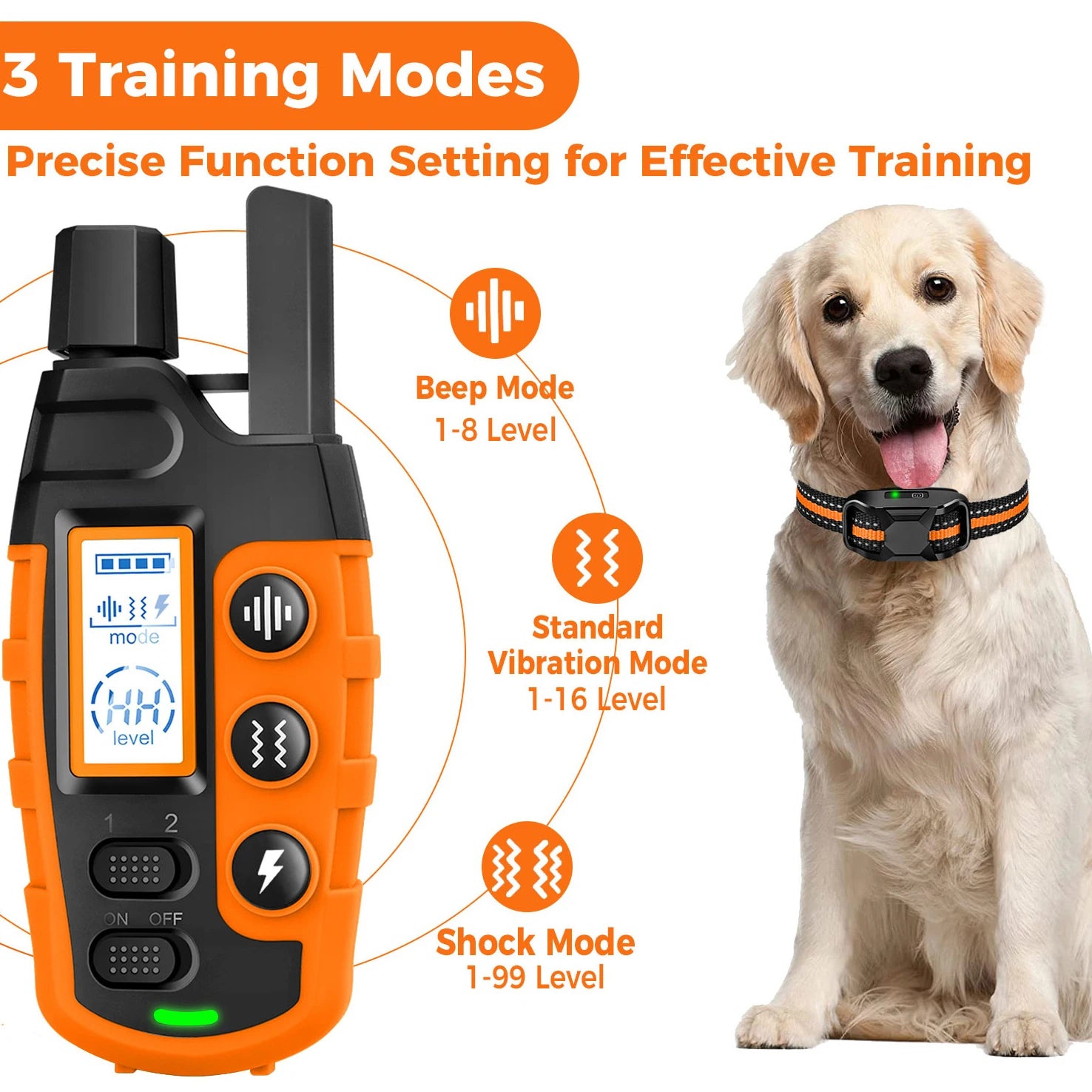 3300ft Remote Dog Training Collar Waterproof with Vibration, Beep & Shock