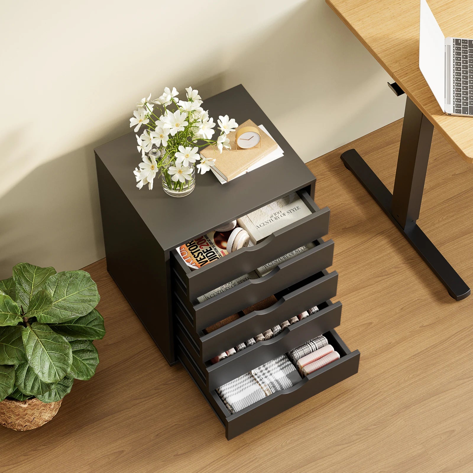 5 Drawer Rolling Storage Cabinet with Wheels Modern Organizer