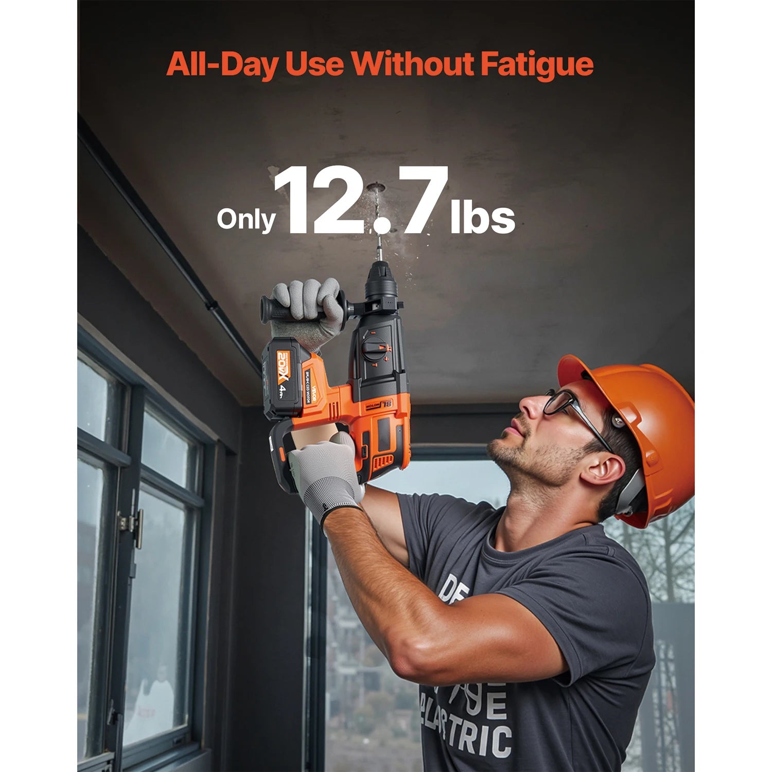 Cordless 20V SDS-Plus Rotary Hammer Drill 26mm with 4Ah Battery Kit