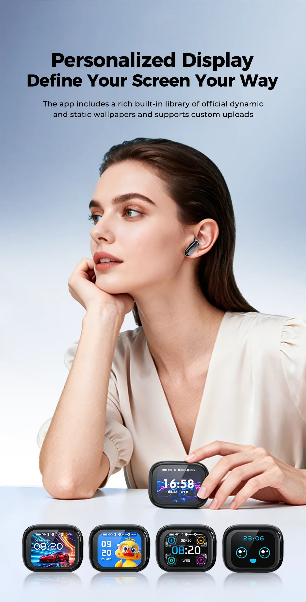 Smart AI Translator HTC NE68 Wireless Bluetooth Earphones With Mic Clear Sound Earbuds Low latency Translation 40Hrs Playback