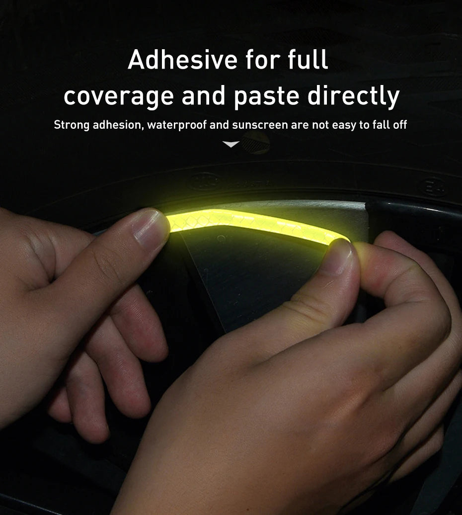 20pcs Car Wheel Hub Reflective Sticker Tire Rim Reflective Strips Luminous Sticker for Night Driving Car-Styling Accessories