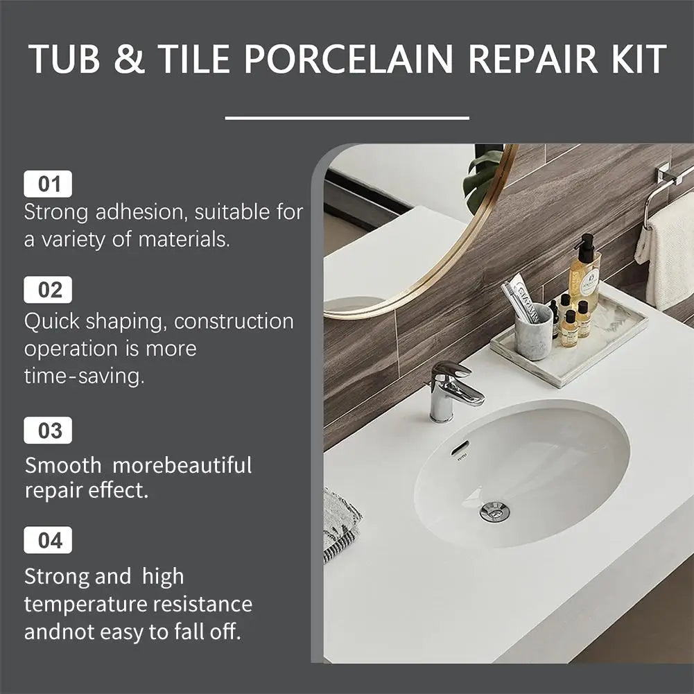 Tile Repair Agent Kit Paste Tile Ceramic Porcelain Repair Marble Floor Toilet Washbasin Crack Damage Break Fracture Caulk Repair
