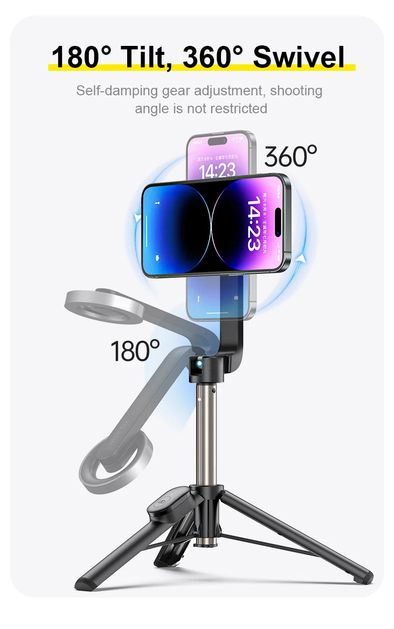 TELESIN Magnetic Selfie Stick Tripod with Remote For Cellphone For iPhone 16 15 14 13 12 Pro Max For HUAWEI XIAOMI SAMSUNG