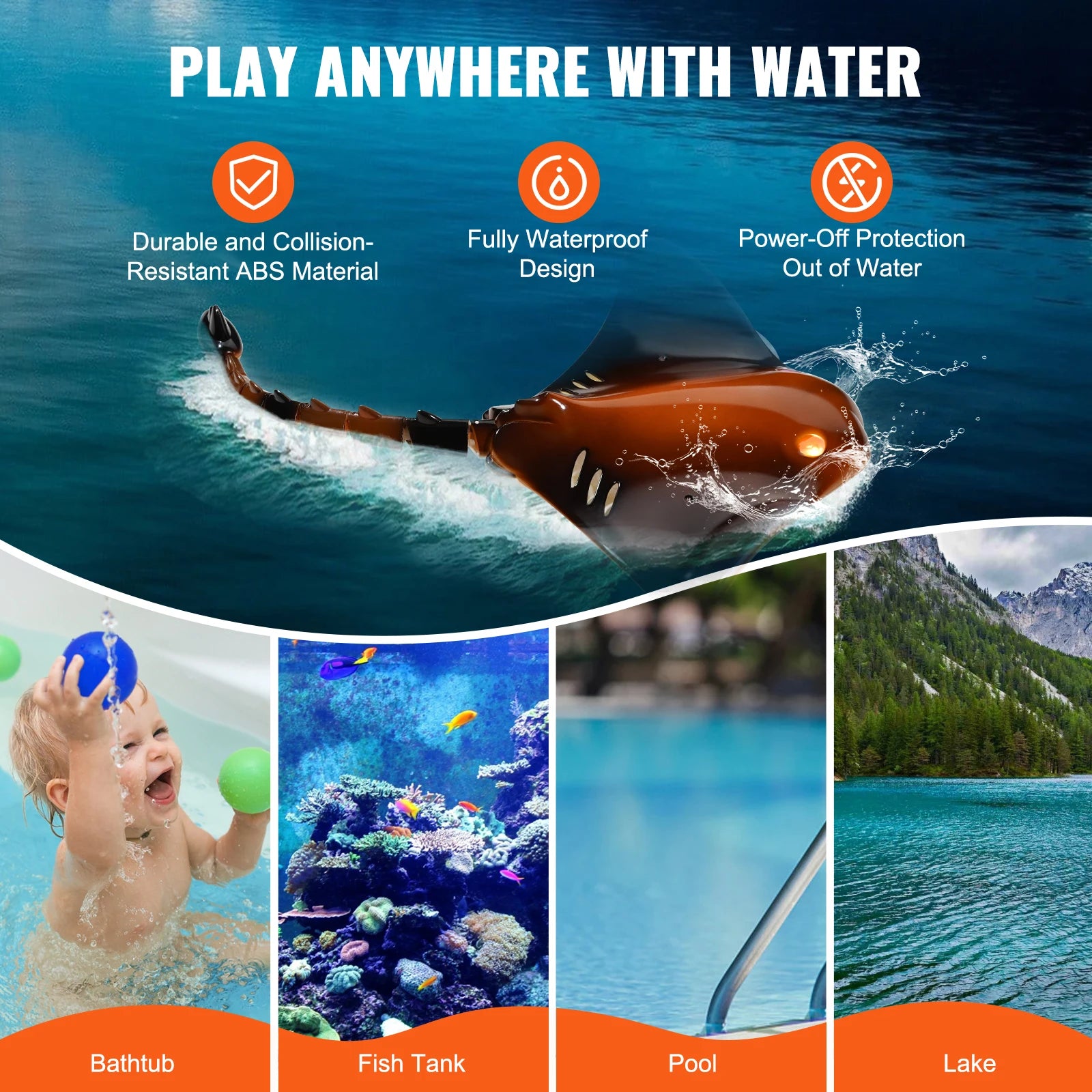 Jouet aquatique télécommandé RC Manta Ray avec double hélice