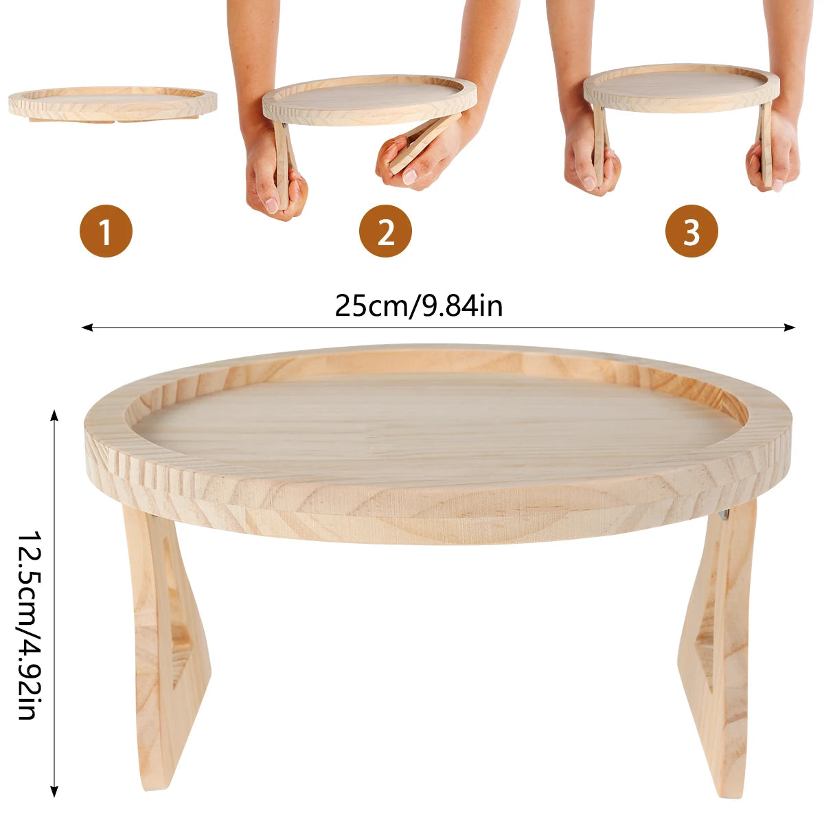 Tabuleiro de madeira para braço de sofá, design dobrável, resistente e robusto, prático para arrumação em casa