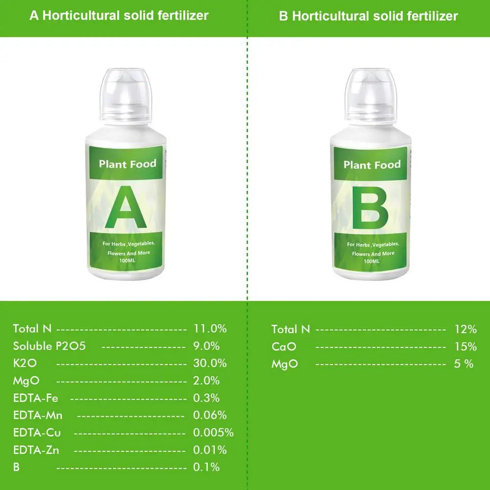 Hydroponické živiny, AB roztok, súprava, hydroponická záhrada, rastlinná výživa, rastlinné hnojivo pre kvety a zeleninu, živiny