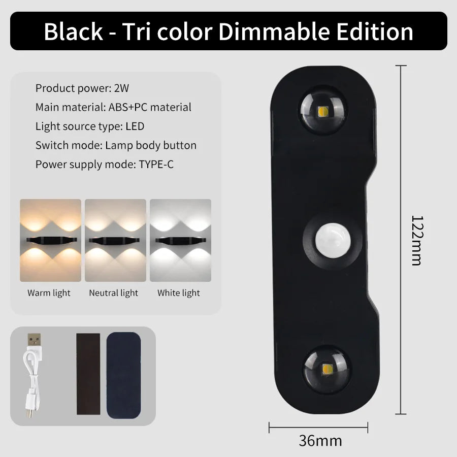 Nabíjateľné nástenné svetlo RGB so snímačom pohybu