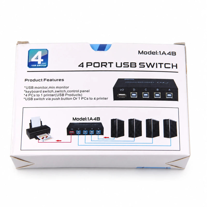 USB 2.0-deelschakelaar voor 4 computers en één apparaat