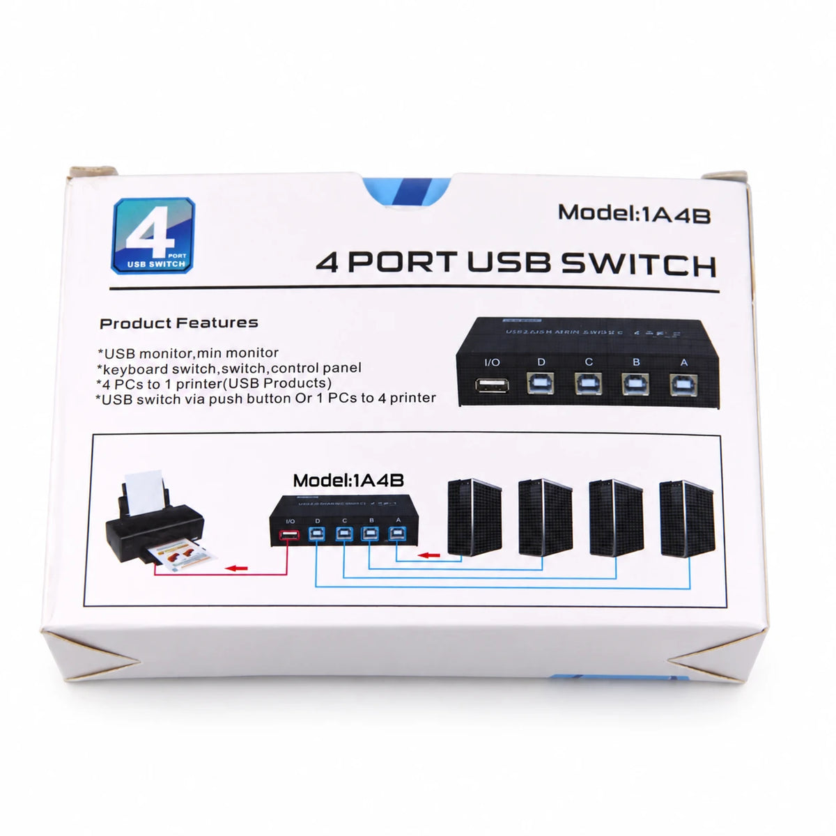 Comutator de partajare USB 2.0 pentru 4 computere și un dispozitiv