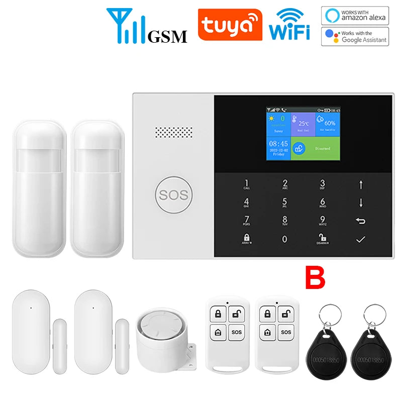 WIFI GSM Alarm System Tuya Smart Life APP Home Smart Security Protection Wireless Security Alarm House System with ALexa