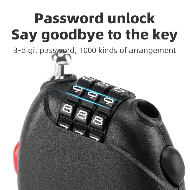 3-Digit Bicycle Cable Lock Steel Anti-Theft Helmet & Bike Lock